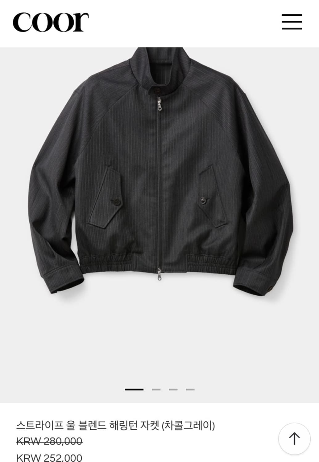 Coor 스트라이프 울 블렌드 해링턴 자켓(차콜그레이) xl 상품이미지3