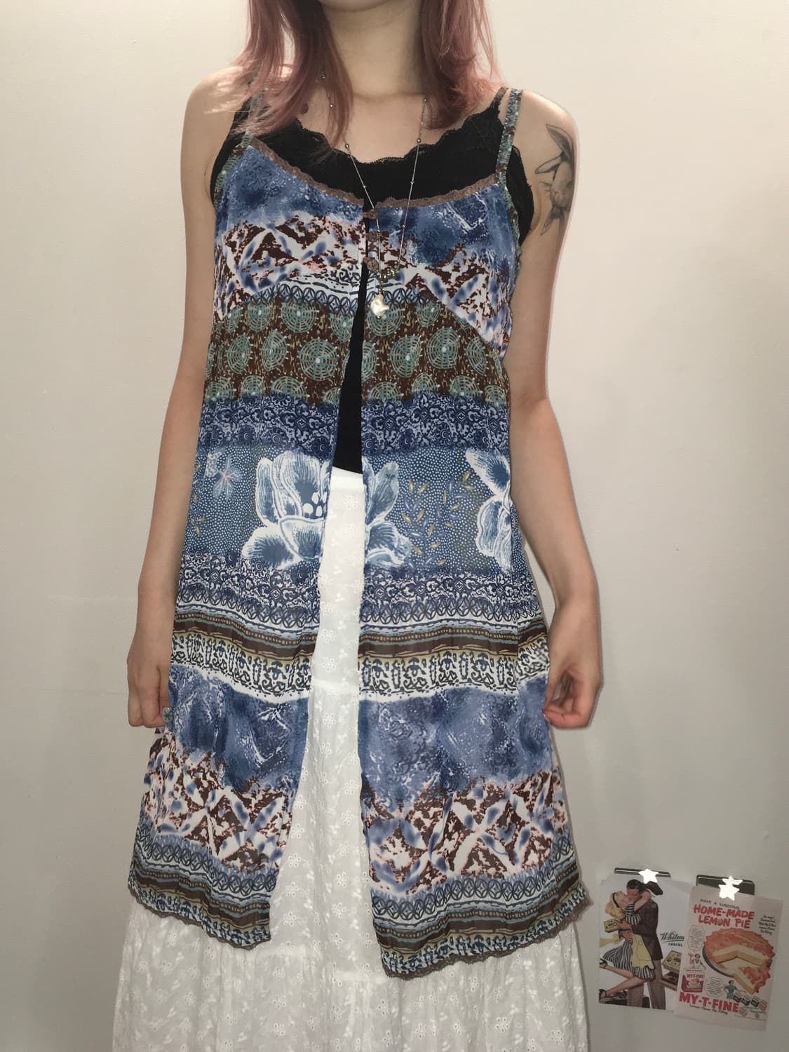 jpn vintage 보헤미안 바선생 블루 슬리브리스 상품이미지1