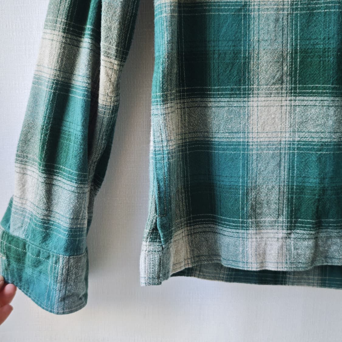 더블알엘 RRL 랄프로렌 플란넬 플래드 오픈카라 셔츠 그린 XS 상품이미지3