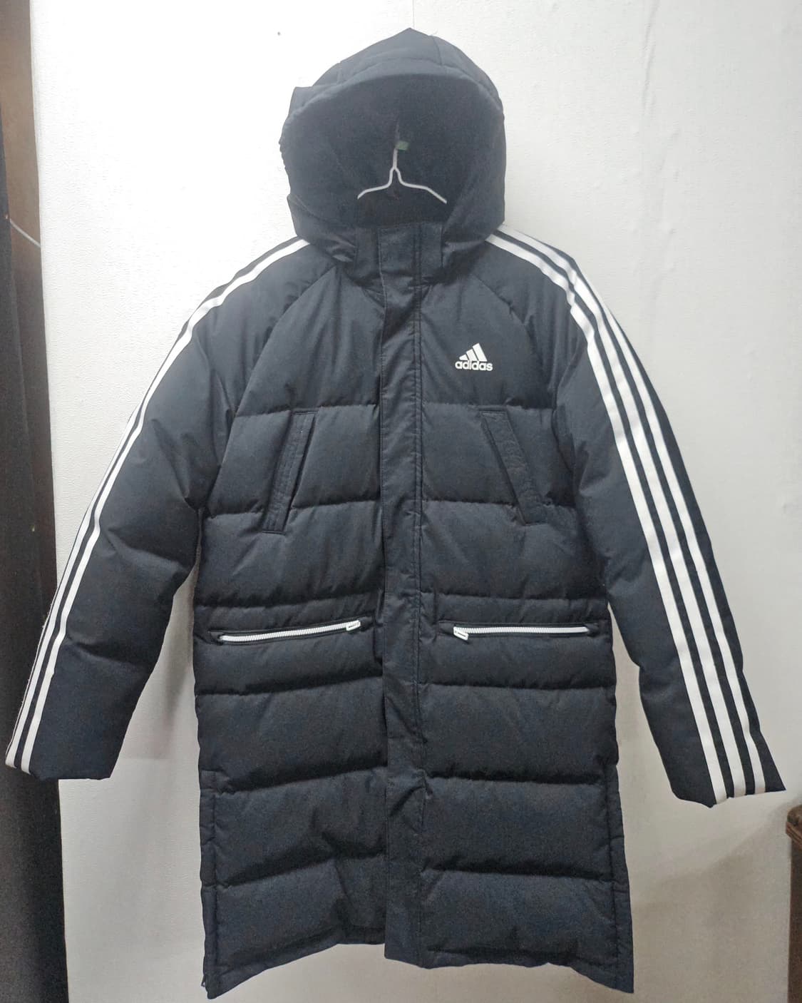 아디다스 키즈 블랙  롱패딩 후드 패딩 150 상품이미지2