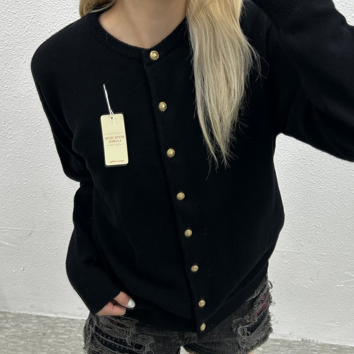 재팬 금장단추 블랙 가디건 상품이미지1