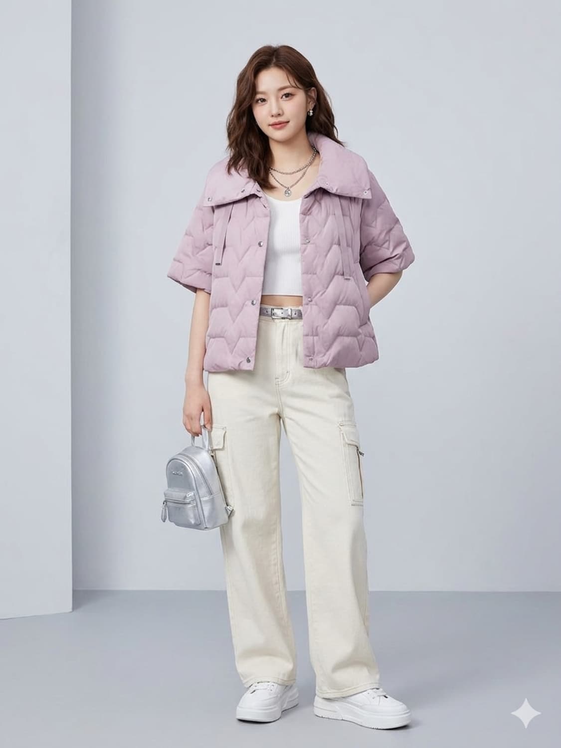 칼 라거펠트 파리스 구스다운 반팔 크롭 패딩 자켓 상품이미지1