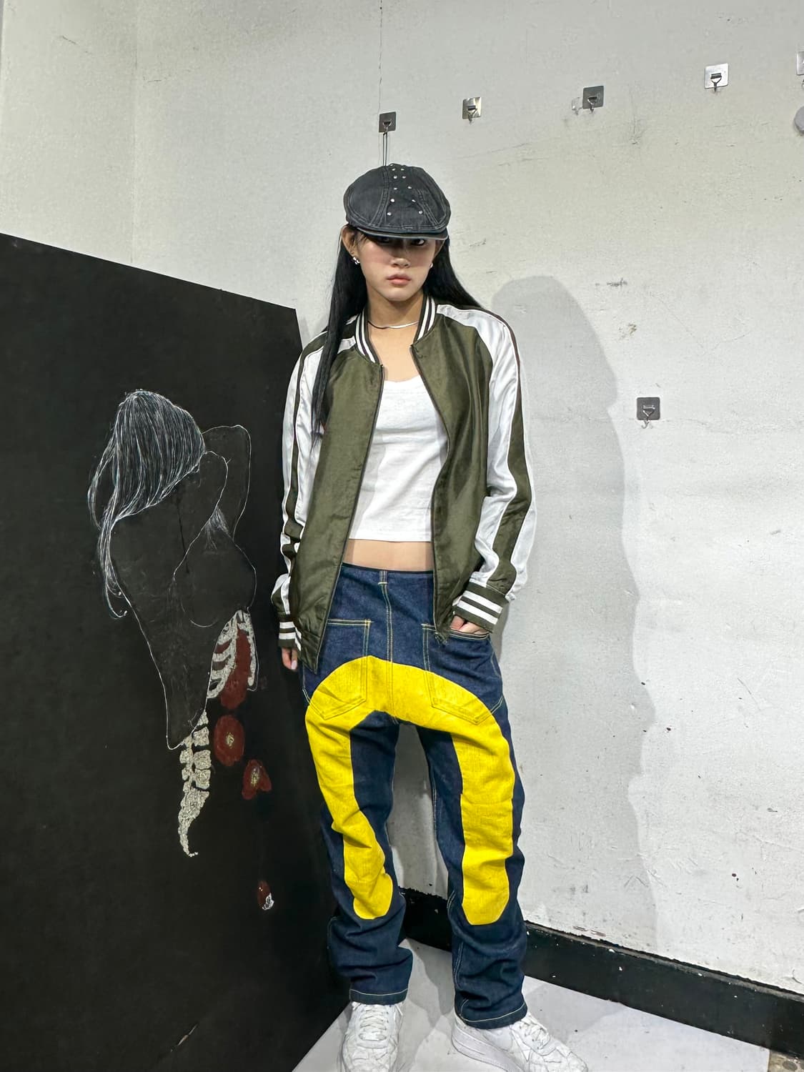 Jpn 일본빈티지 오리엔탈 카키 네이비 양면 스카잔 자켓 상품이미지1