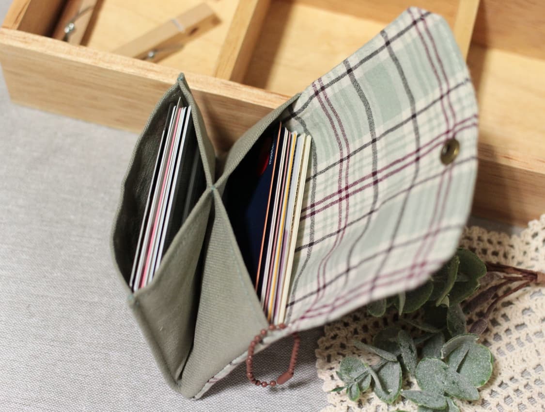 핸드메이드 민트체크 카드지갑  상품이미지5