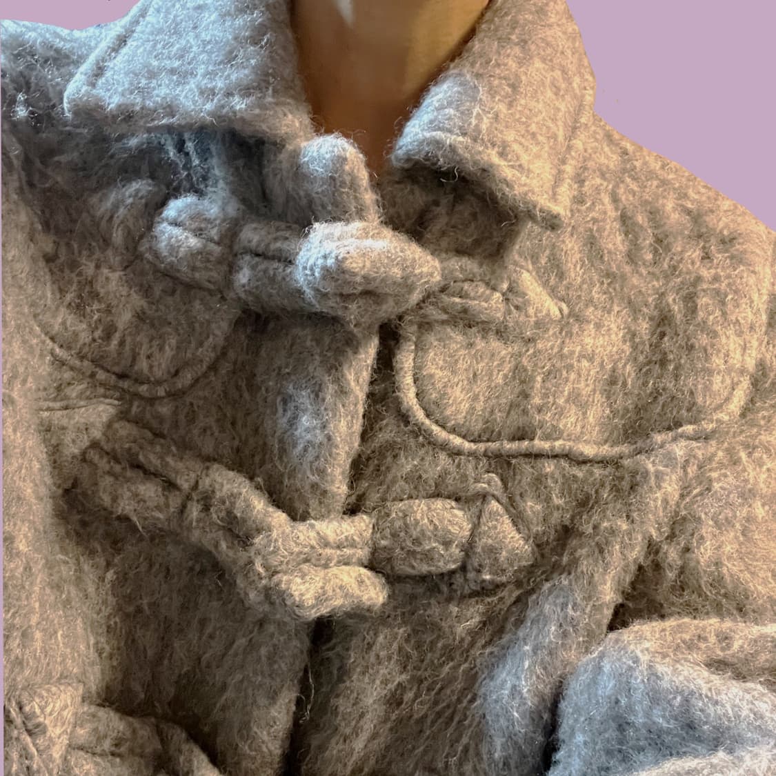 헤어리 그레이 숏 더플코트 상품이미지4