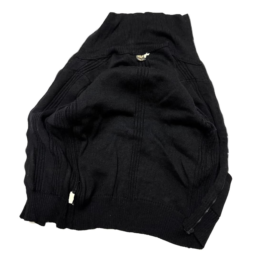 Ramana - 레더 믹스드 하이넥 니트 자켓 상품이미지5