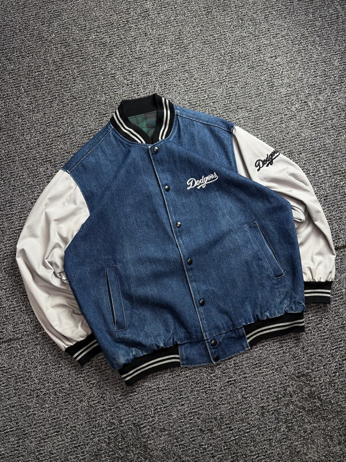 00s 빈티지 LA 다져스 빅로고 올드스쿨 데님 바시티 자켓 2392  상품이미지1