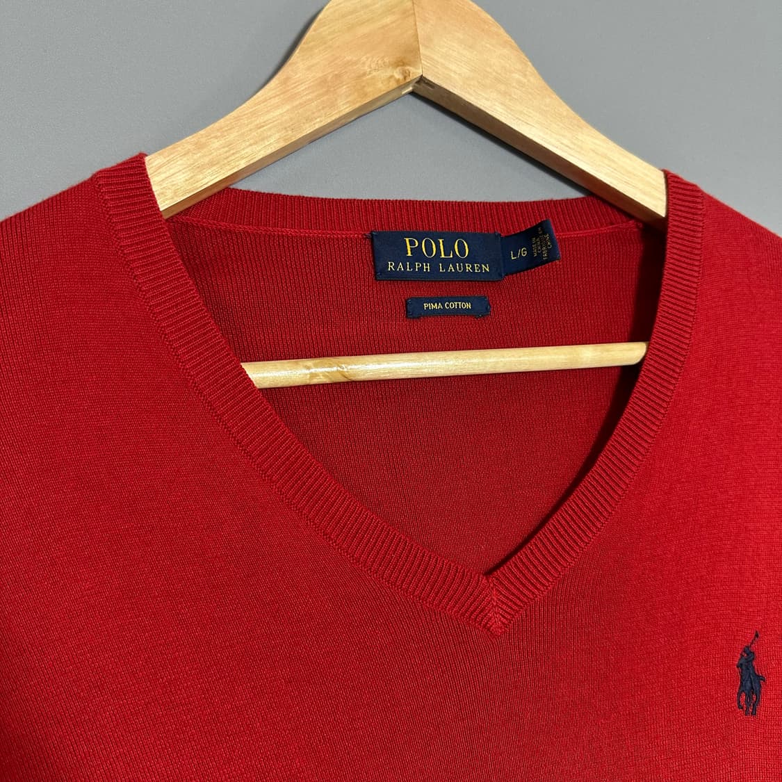 폴로 랄프로렌 브이넥 피마코튼 니트 레드 L [021106] 상품이미지2
