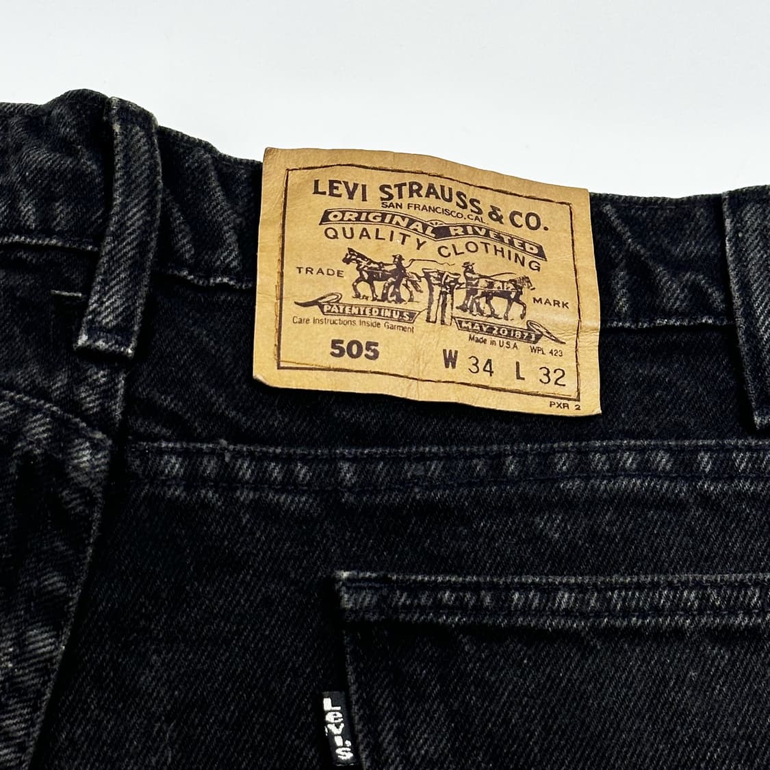 34 90s USA 리바이스 505 흑청 스트레이트 데님팬츠 상품이미지5