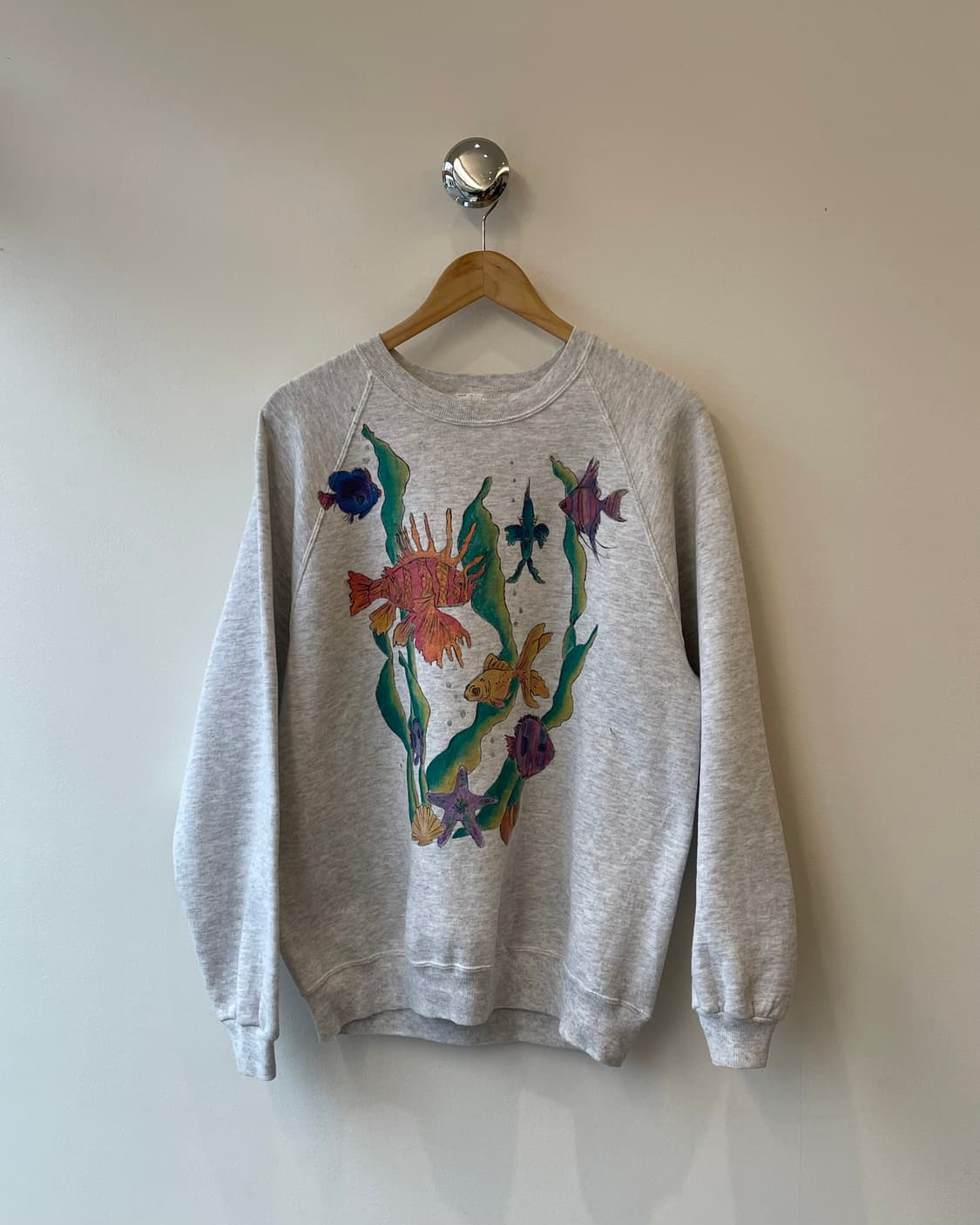 90s USA vintage “Fish” Painting sweat 🎨 상품이미지2