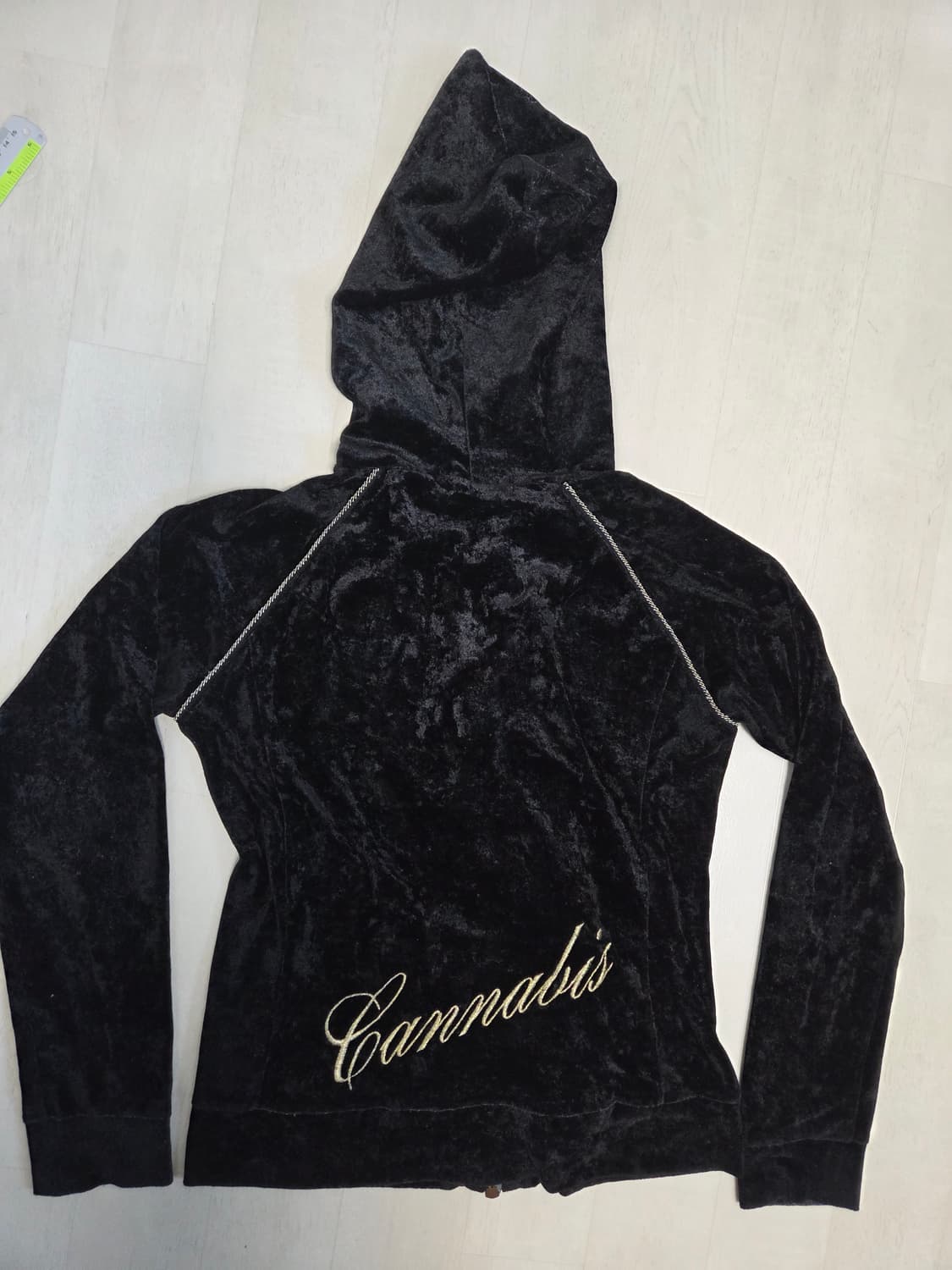 Xfrm 갸루 벨벳 블랙 후드집업 상품이미지2