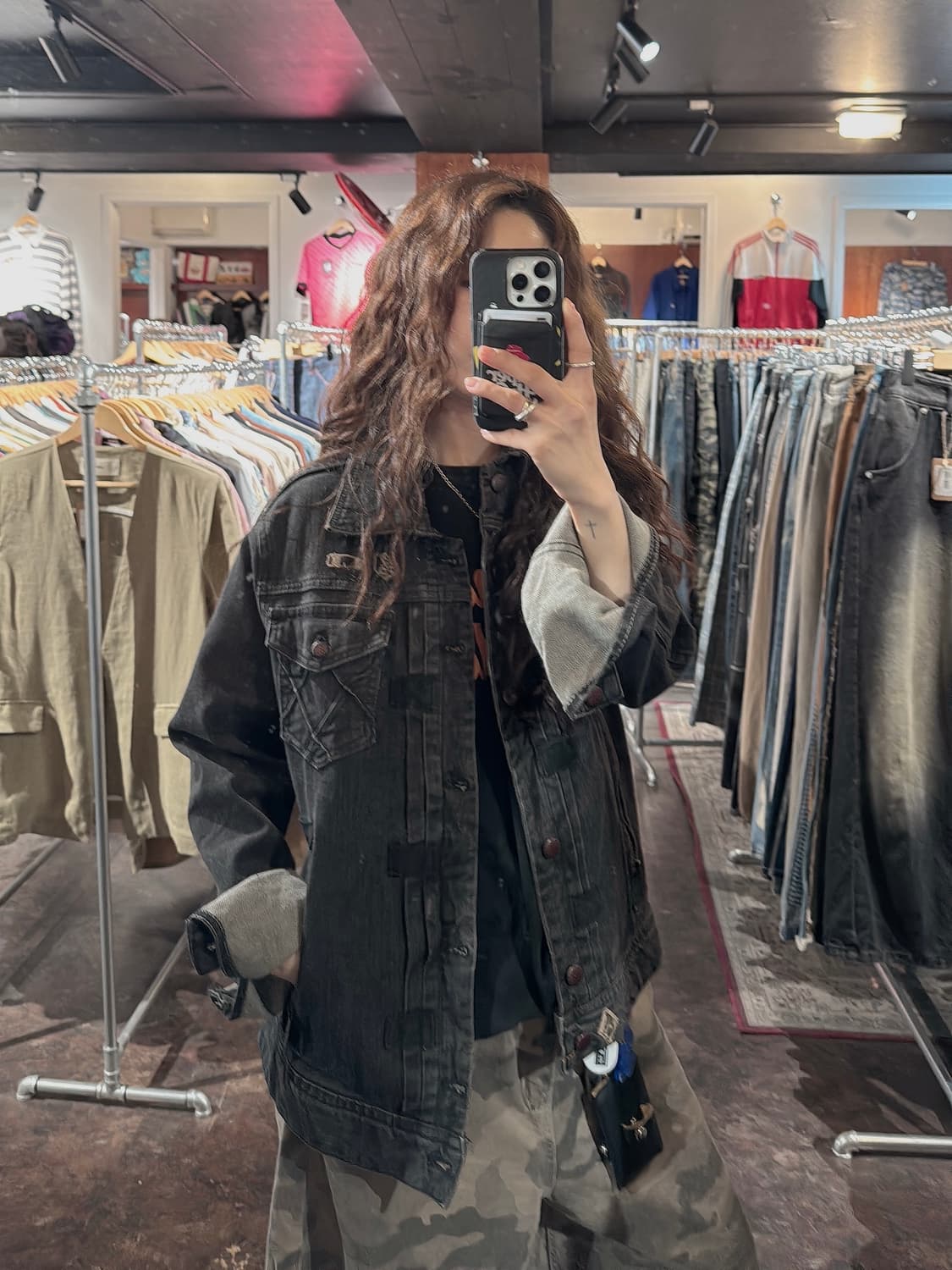 디젤 Y2K 흑청 패치 디테일 데님 트러커 자켓 M 상품이미지9