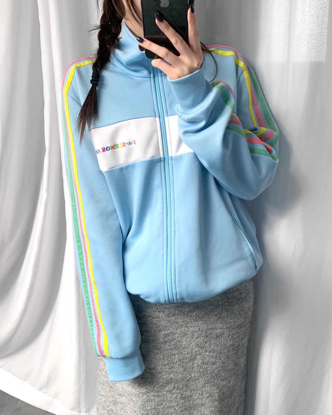 Adidas 아디다스 부에노스아이레스 스카이블루 레인보우 트랙탑 상품이미지9