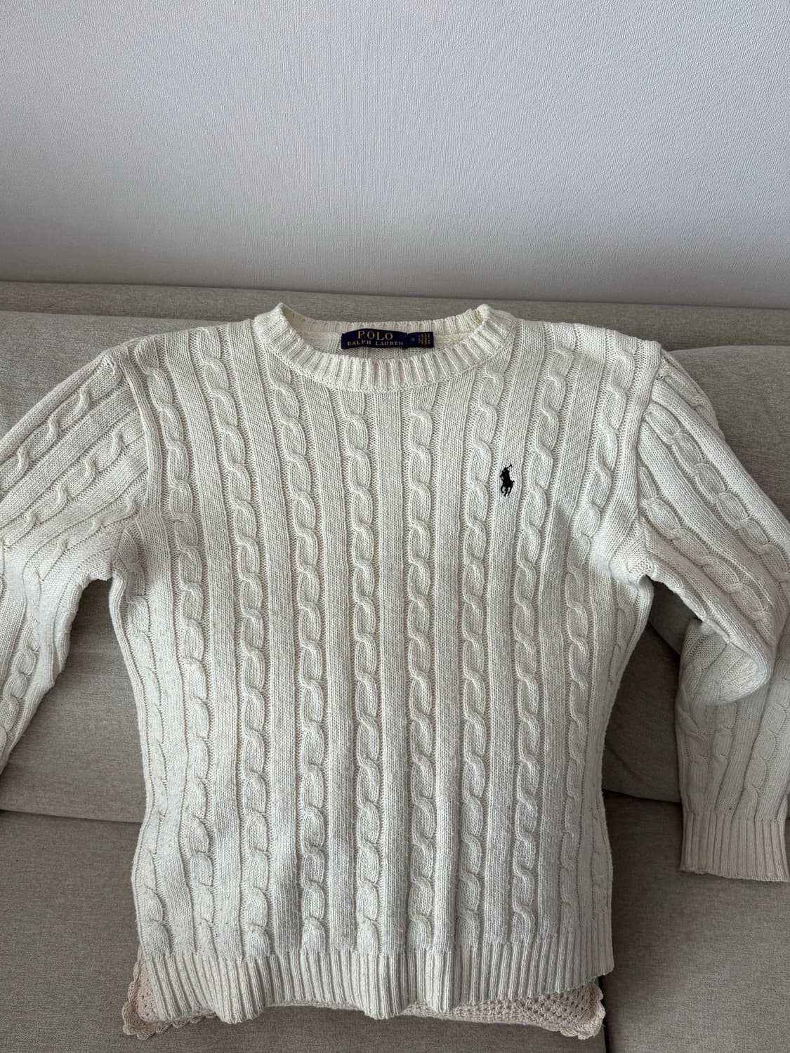 폴로 랄프로렌 케이블 니트 아이보리 S 상품이미지2