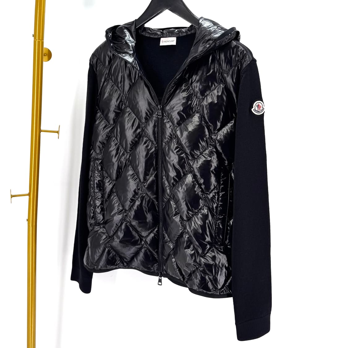 [L사이즈] 몽클레어 울 니트 후드 패딩 자켓 블랙 상품이미지1