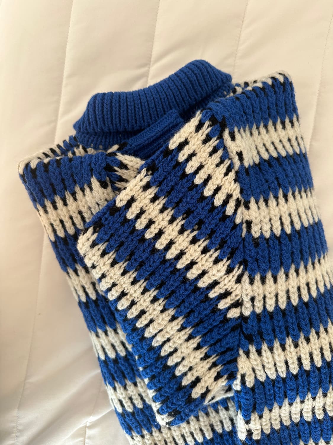 에스티유 스트라이프 카라 집업 스웨터 블루 (새상품) 상품이미지5