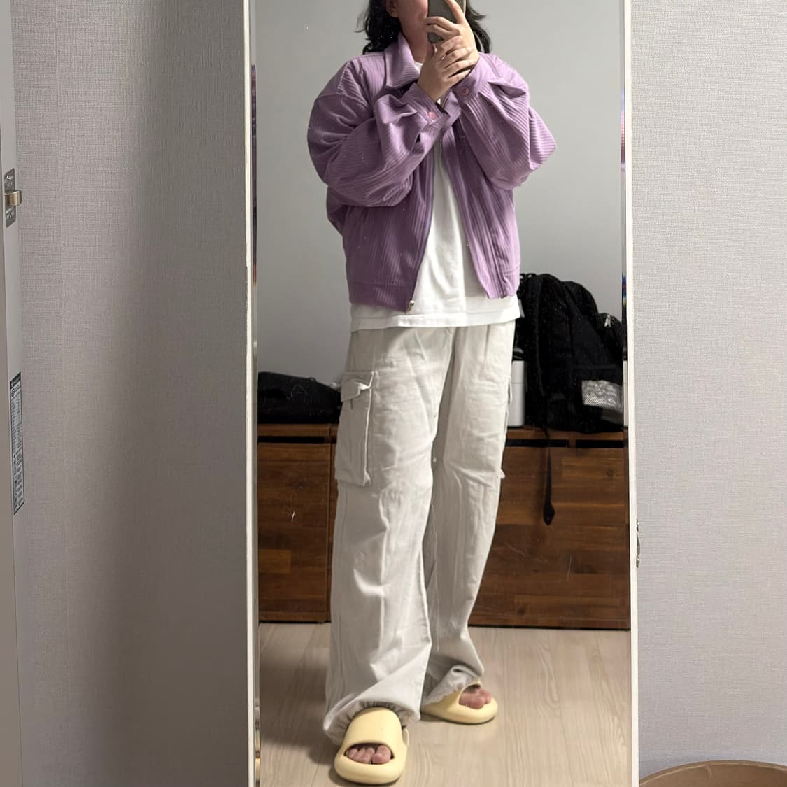연보라 라일락 퍼플 코듀로이 봄버 자켓 상품이미지2
