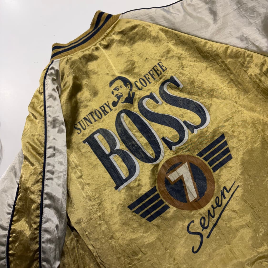 산토리 보스 BOSS 리버시블 골드 점퍼 집업 자켓 E4 상품이미지5