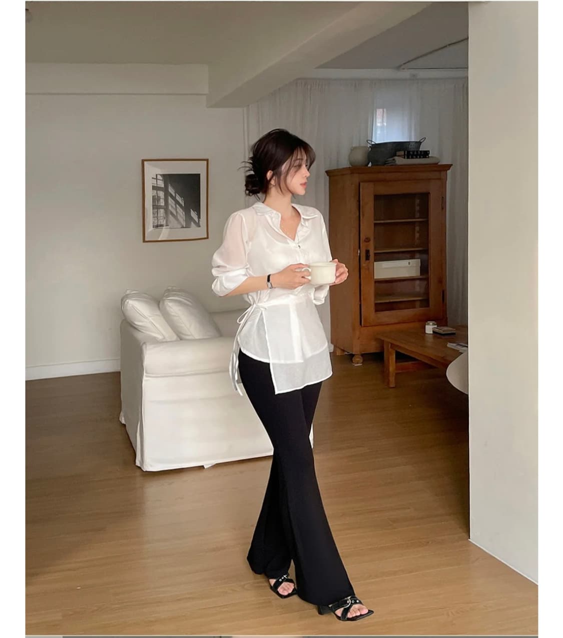 레이어드 랩 셔츠 화이트, 블랙 원가 36800원 상품이미지1