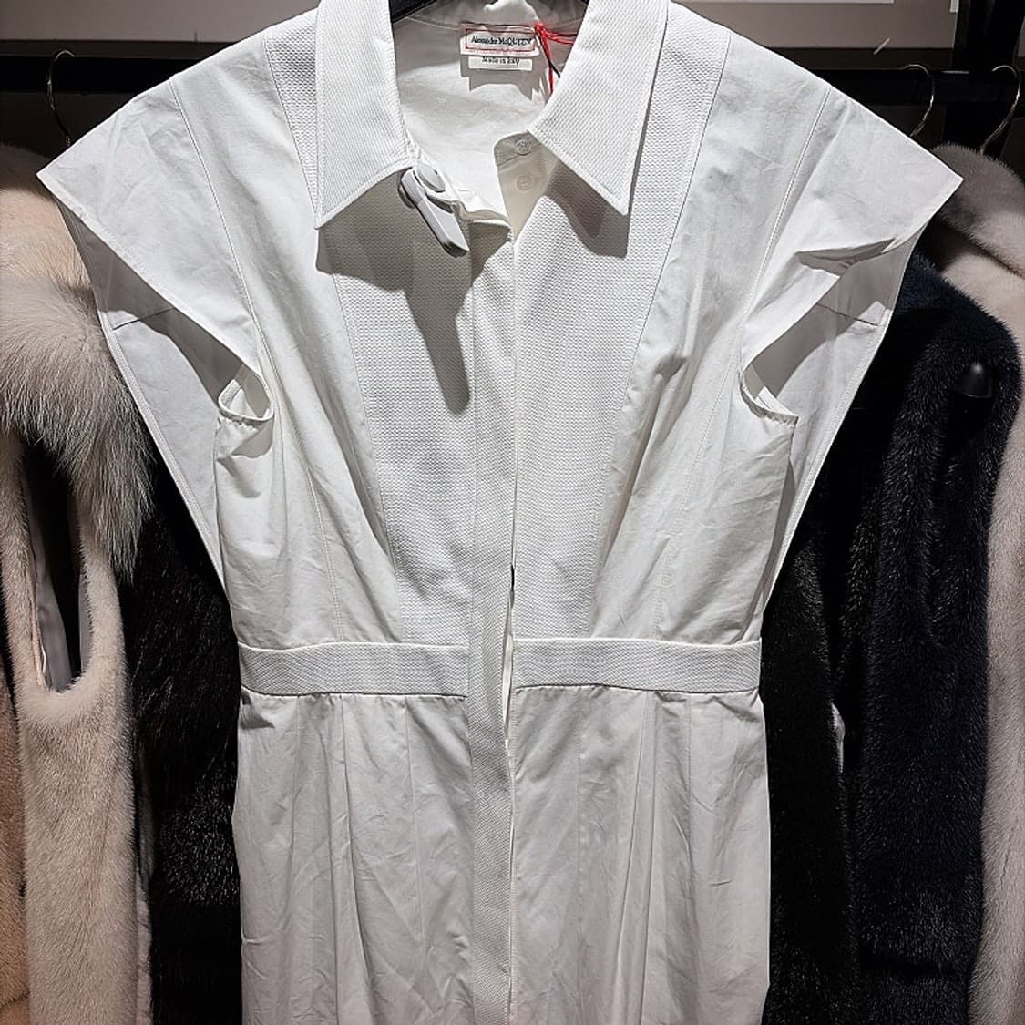 (정품/새상품) 알렉산더 맥퀸 여성 화이트 포플린 펜슬 셔츠 드레스 상품이미지2