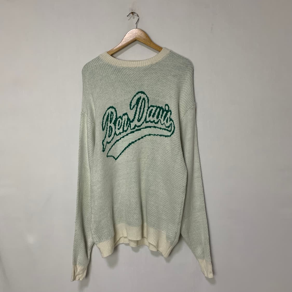 벤 데이비스 로고 니트 스웨터 빈티지 그린 M 남녀공용 상품이미지1