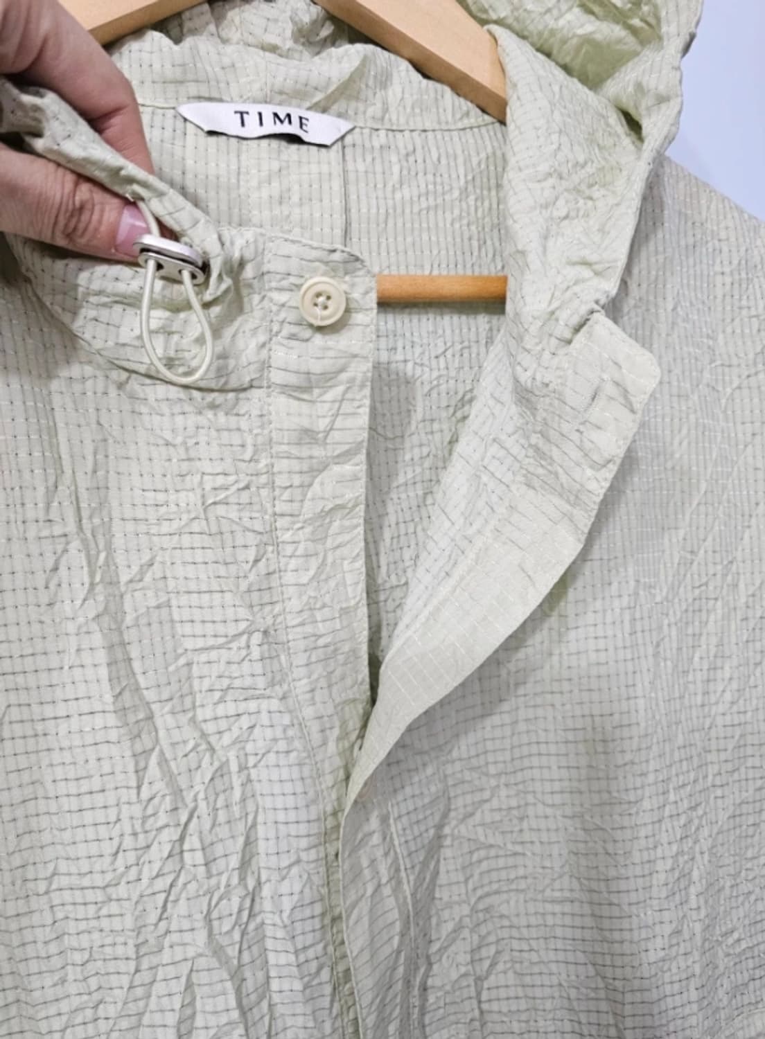 타임 TIME 크링클 체크 후드 셔츠 105 FW2024 상품이미지5