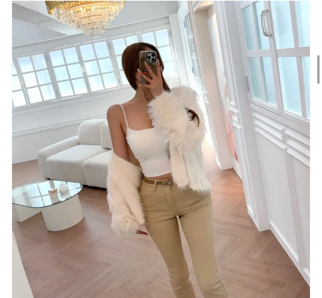 아이보리 루즈핏 퍼 깃털 가디건 상품이미지2