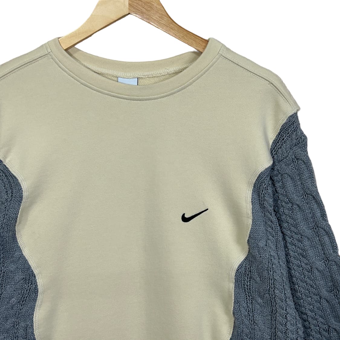 나이키 아이보리 그레이 니트 오버로크 맨투맨 XL 상품이미지6