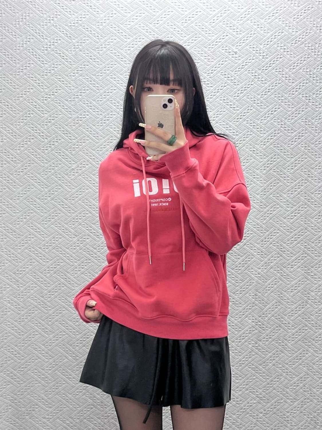 오아이오아이 빈티지 Y2K 코랄핑크 후드티 S C09918 상품이미지2