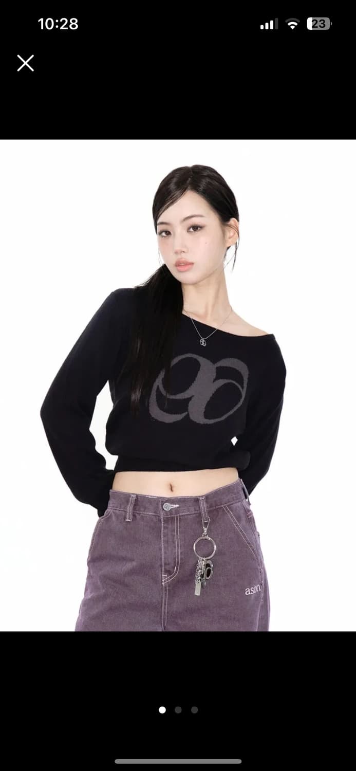 애즈온 보트넥 니트 블랙 상품이미지1