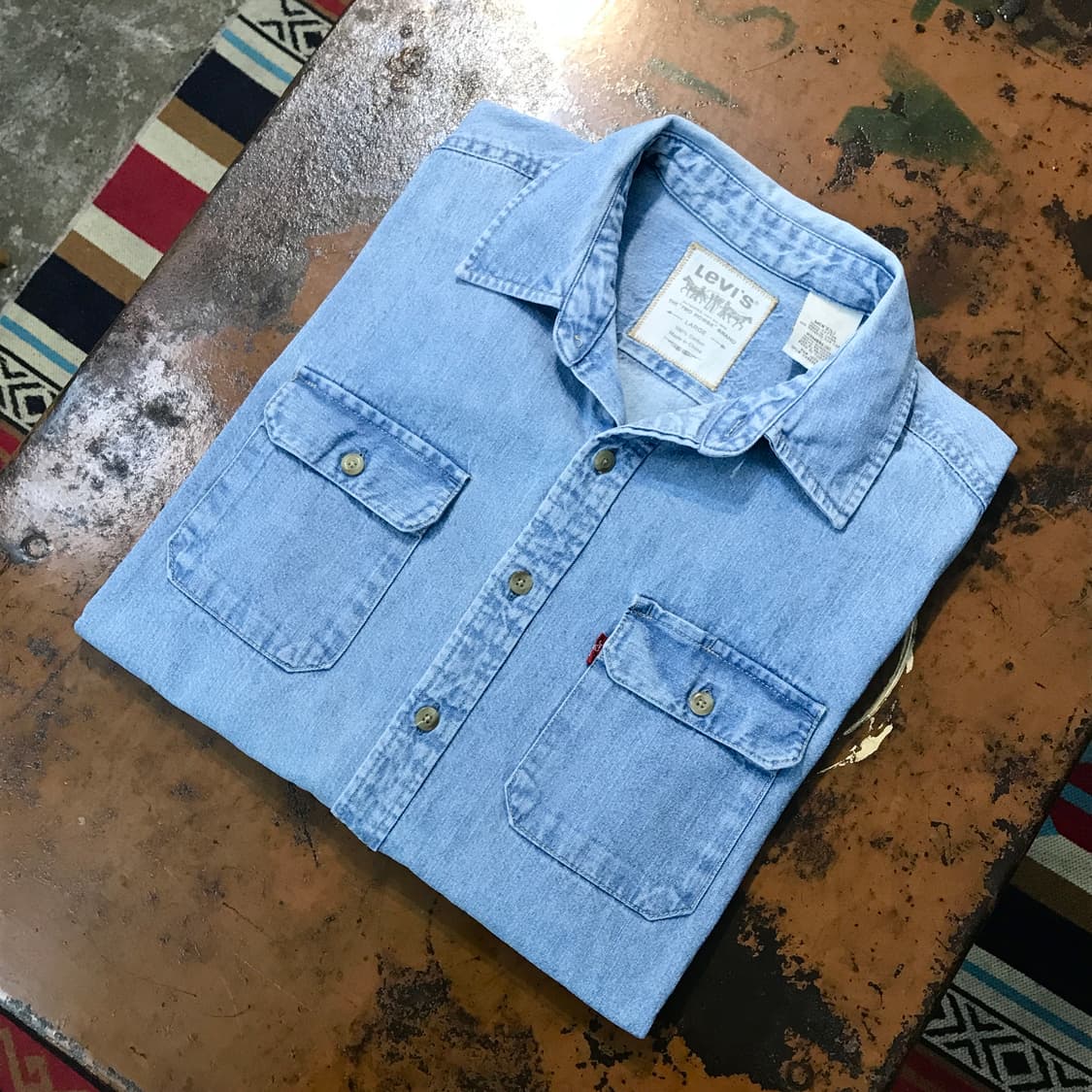 90s 리바이스 투포켓 연중청 데님 셔츠 남성 110 사이즈 상품이미지1