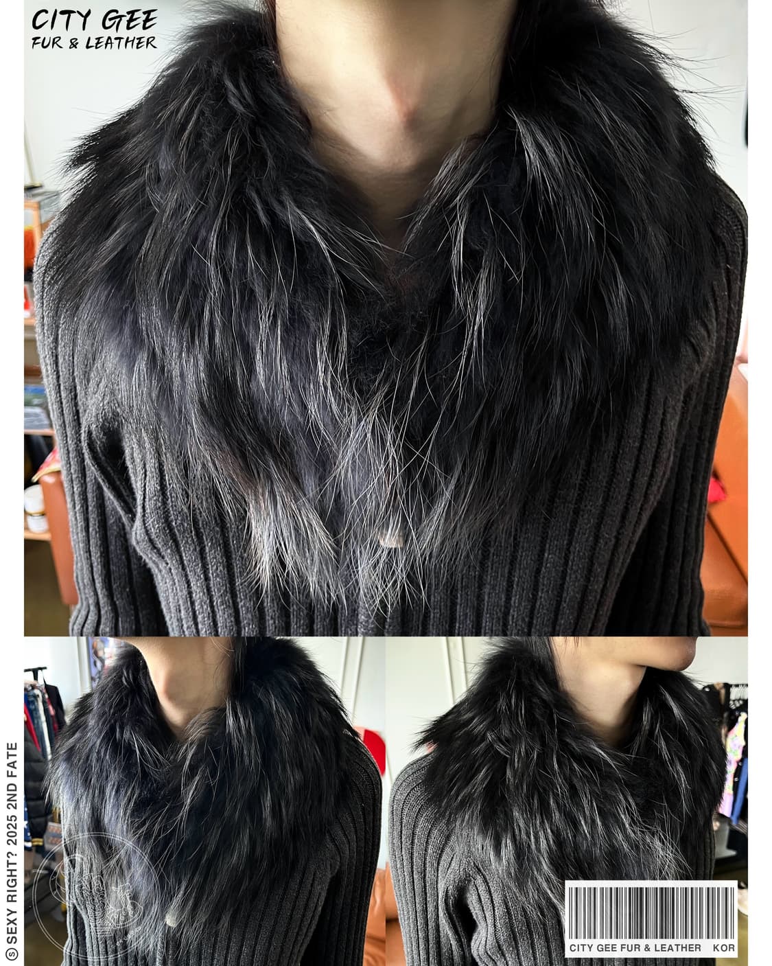 City Giee Real Raccoon Black Fur Muffler 상품이미지1
