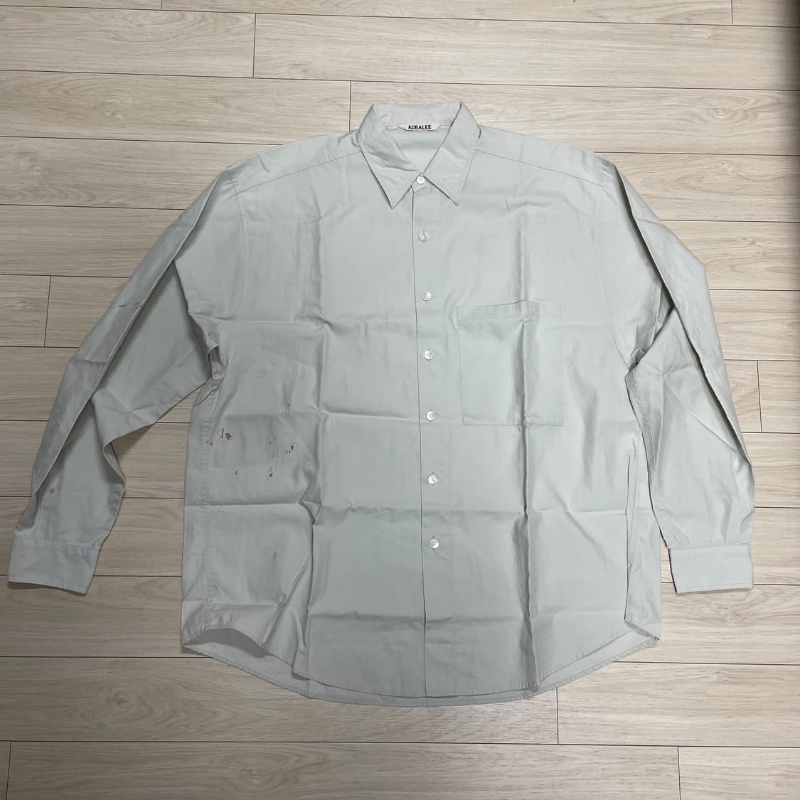 오라리 워시드 핀스 트윌 빅 셔츠 (더스티 페일 블루/4사이즈) 상품이미지2