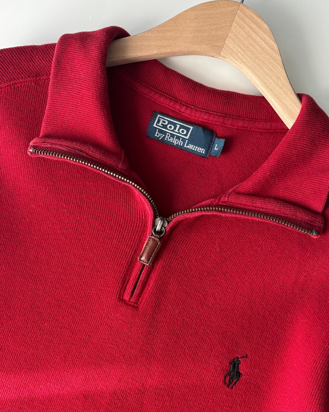 Polo 폴로 랄프로렌 코튼 레드컬러 하프집업 니트 상품이미지5