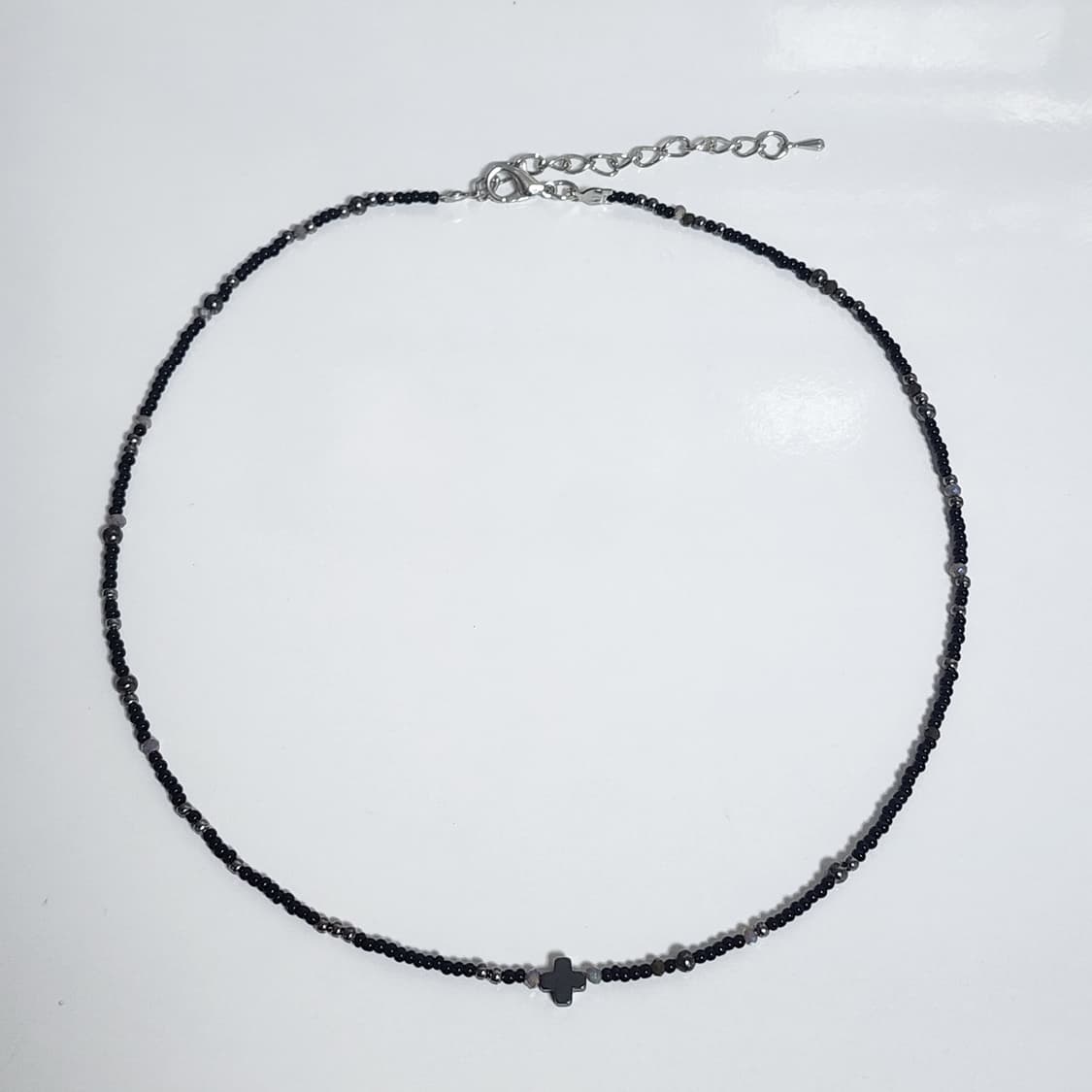 블랙 십자가 무드 목걸이 상품이미지1