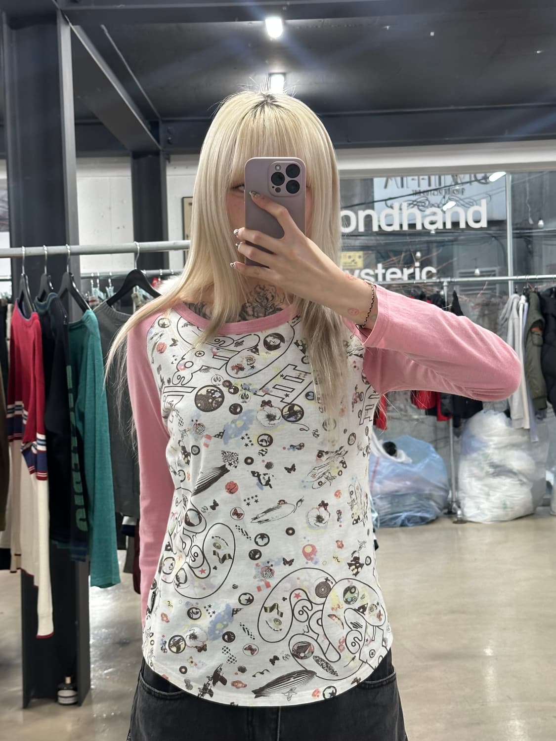 히스테릭 글래머X레드 제플린 콜라보레이션 라글란 긴팔 상품이미지1