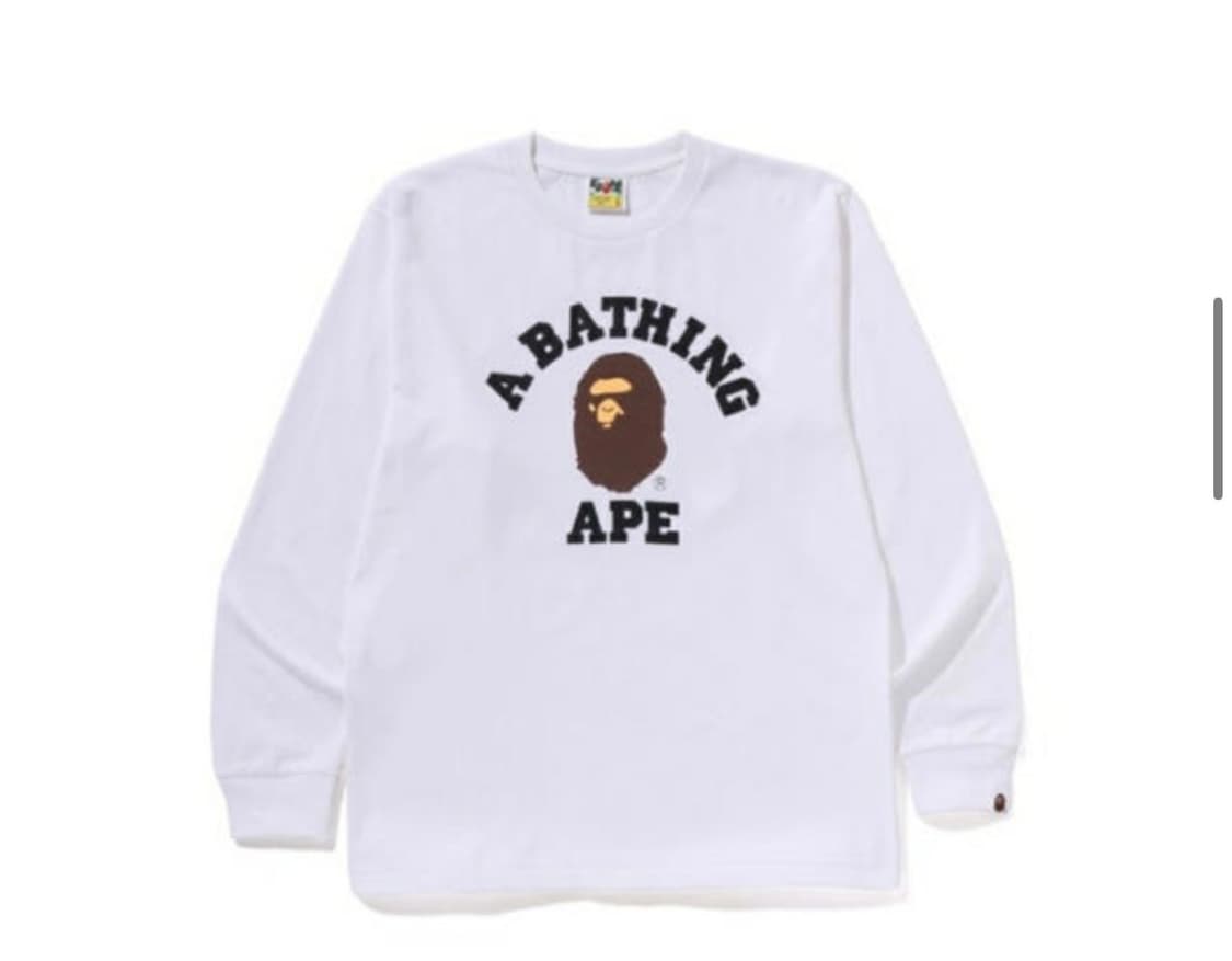 베이프 컬리지 롱슬리브 화이트 스몰 상품이미지1