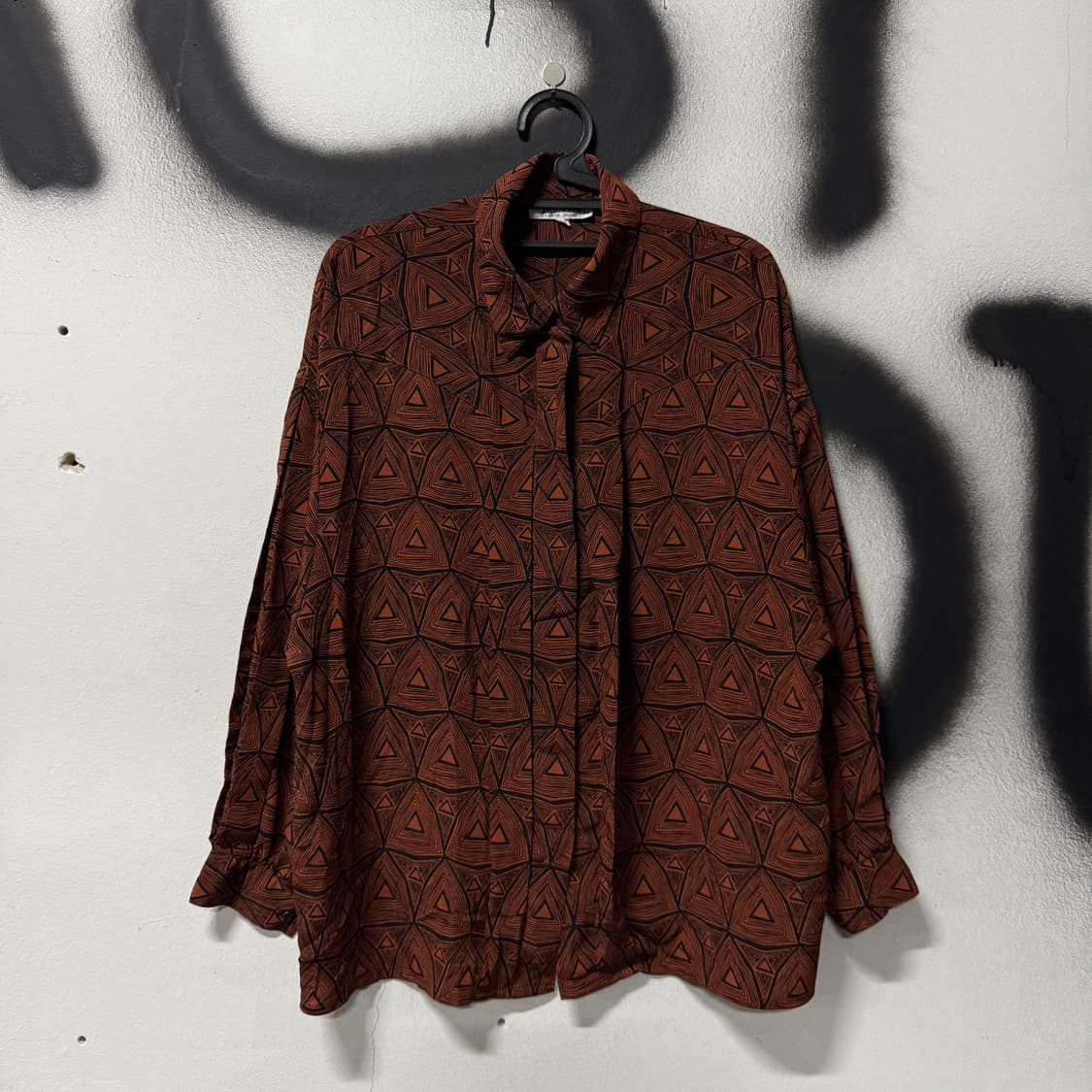 VTG 빈티지 기하학 에스닉 풀 패턴 절개 디테일 긴팔 셔츠 상품이미지1