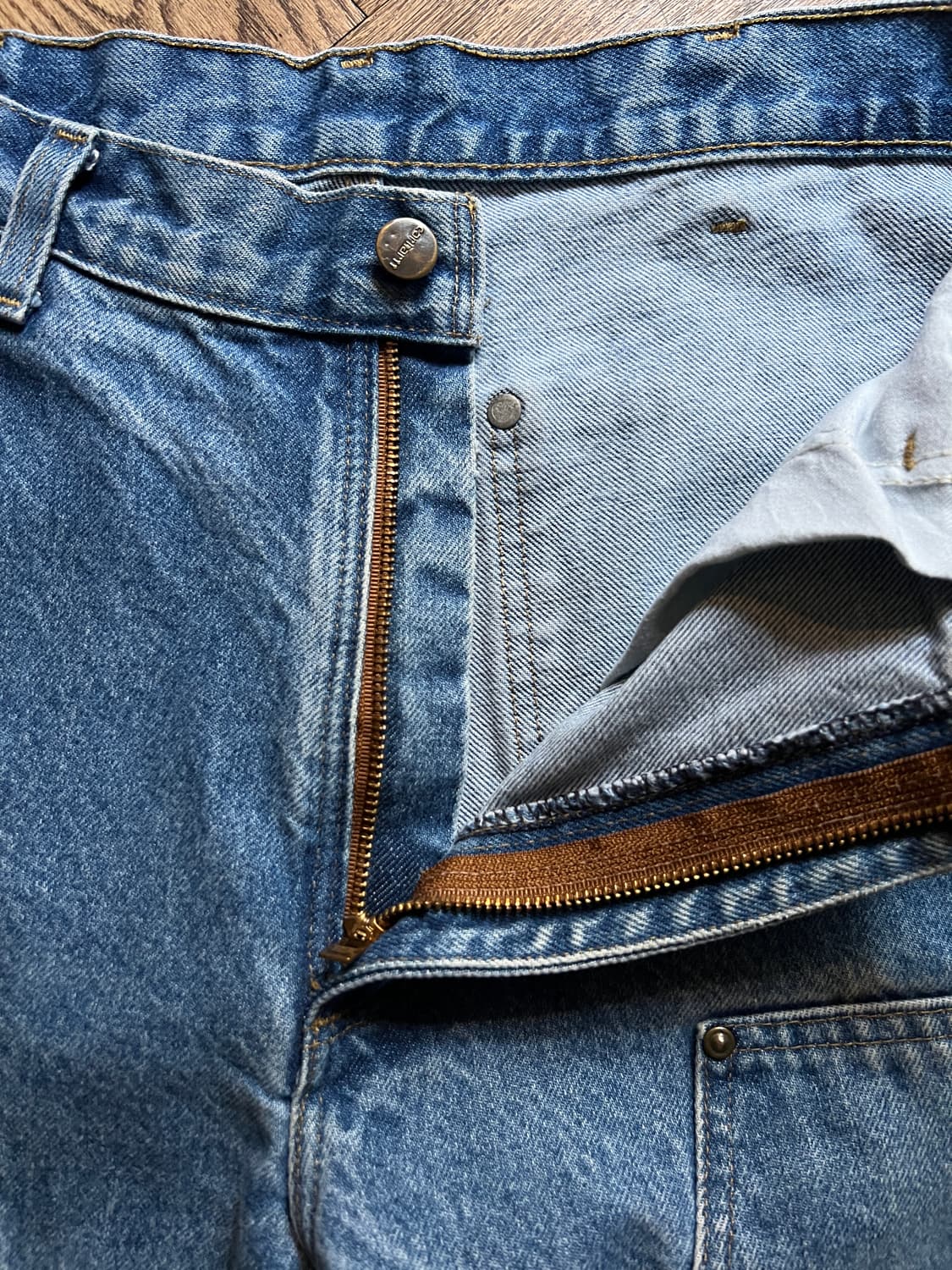 [32]칼하트 USA 빈티지 워싱 컷오프 더블니 워크 데님 팬츠 상품이미지3