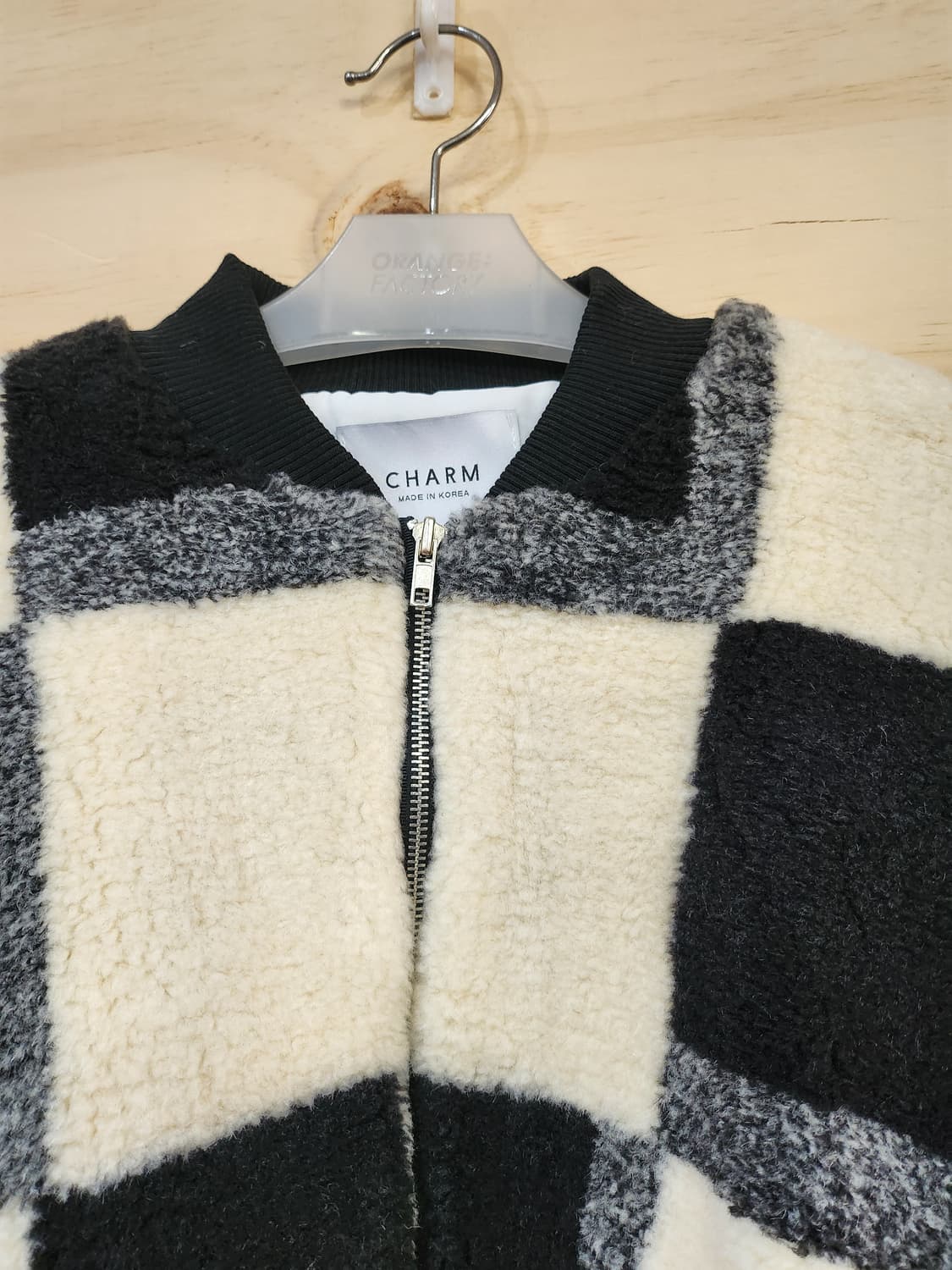 635) CHARM 체크 뽀글이 덤블 집업 자켓 상품이미지5