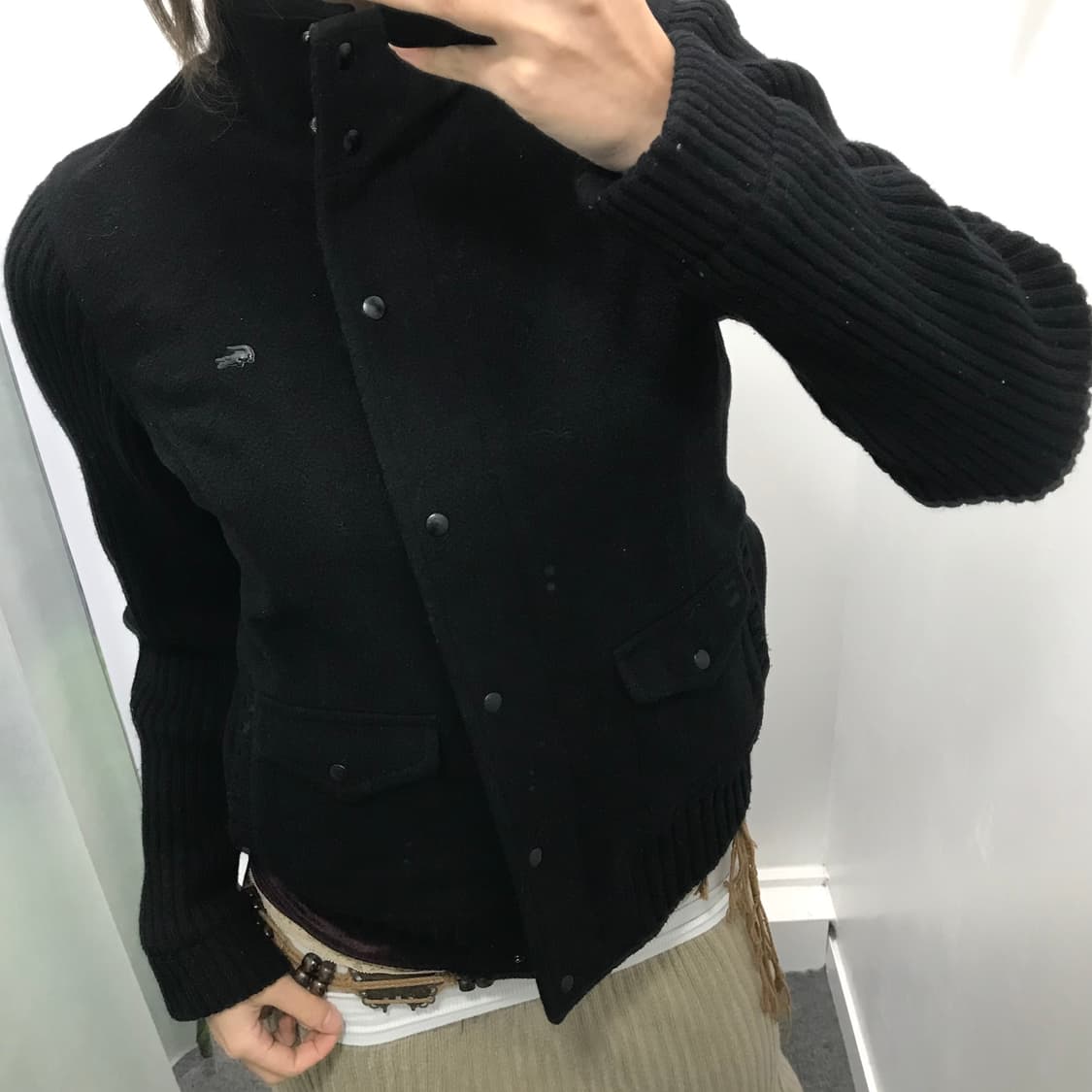 라코스테 블랙 니트 모자켓 상품이미지1