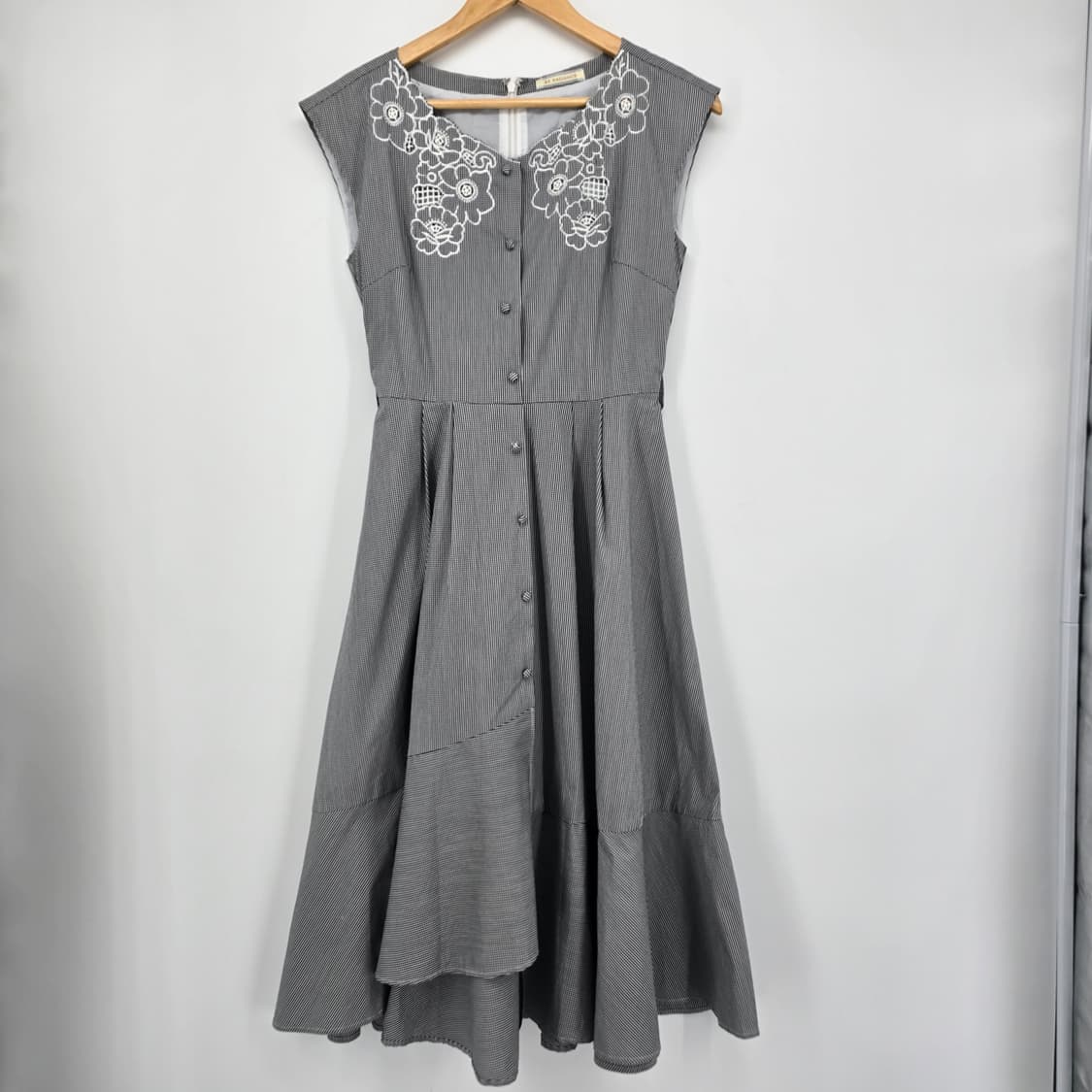 일본 빈티지 체크 플라워 레이스 롱 원피스  상품이미지1