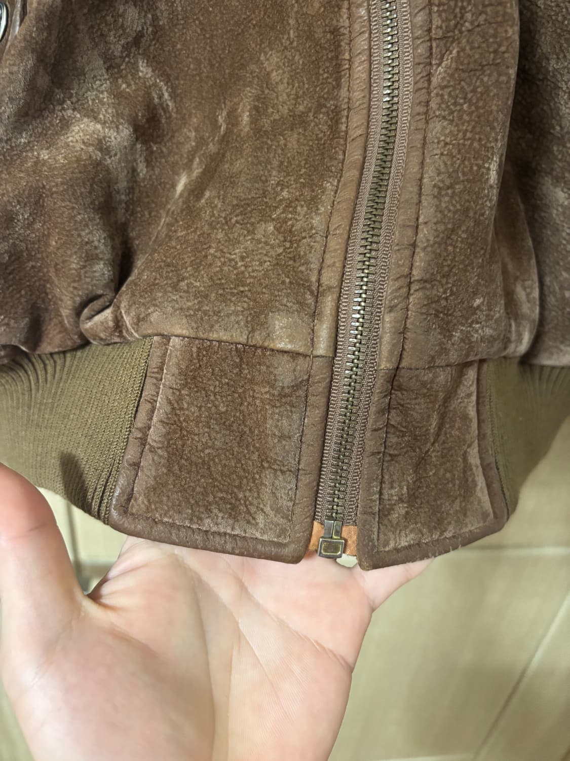 빈티지 브라운 스웨이드 봄버 가죽 양면 자켓 상품이미지9