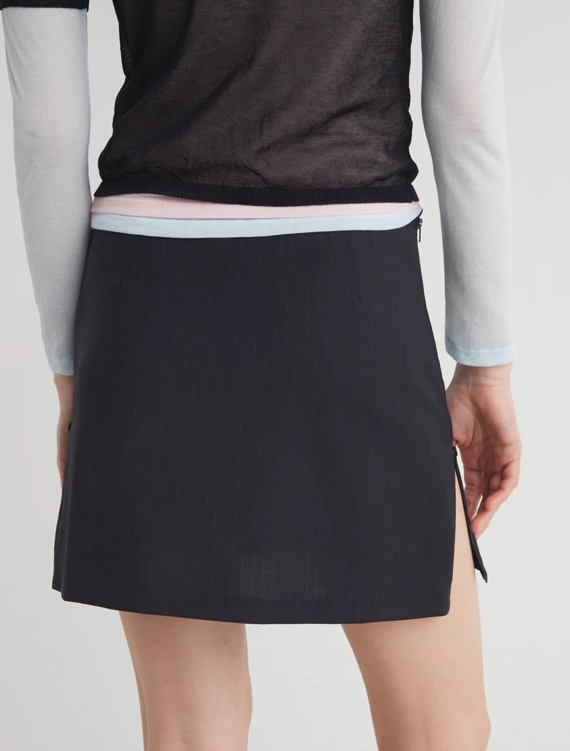 [36,38]팔로마울 Lumieti 핀 스트라이프 스커트/다크 그레이 상품이미지5