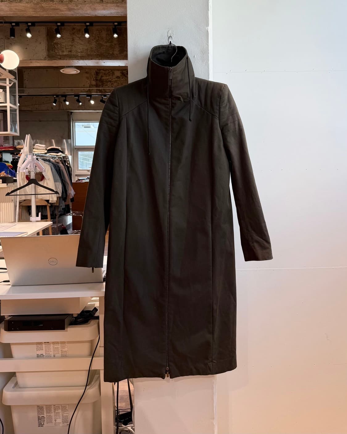 하이더 아커만 12fw 카키브라운 하이넥 집업 롱 코트 상품이미지1
