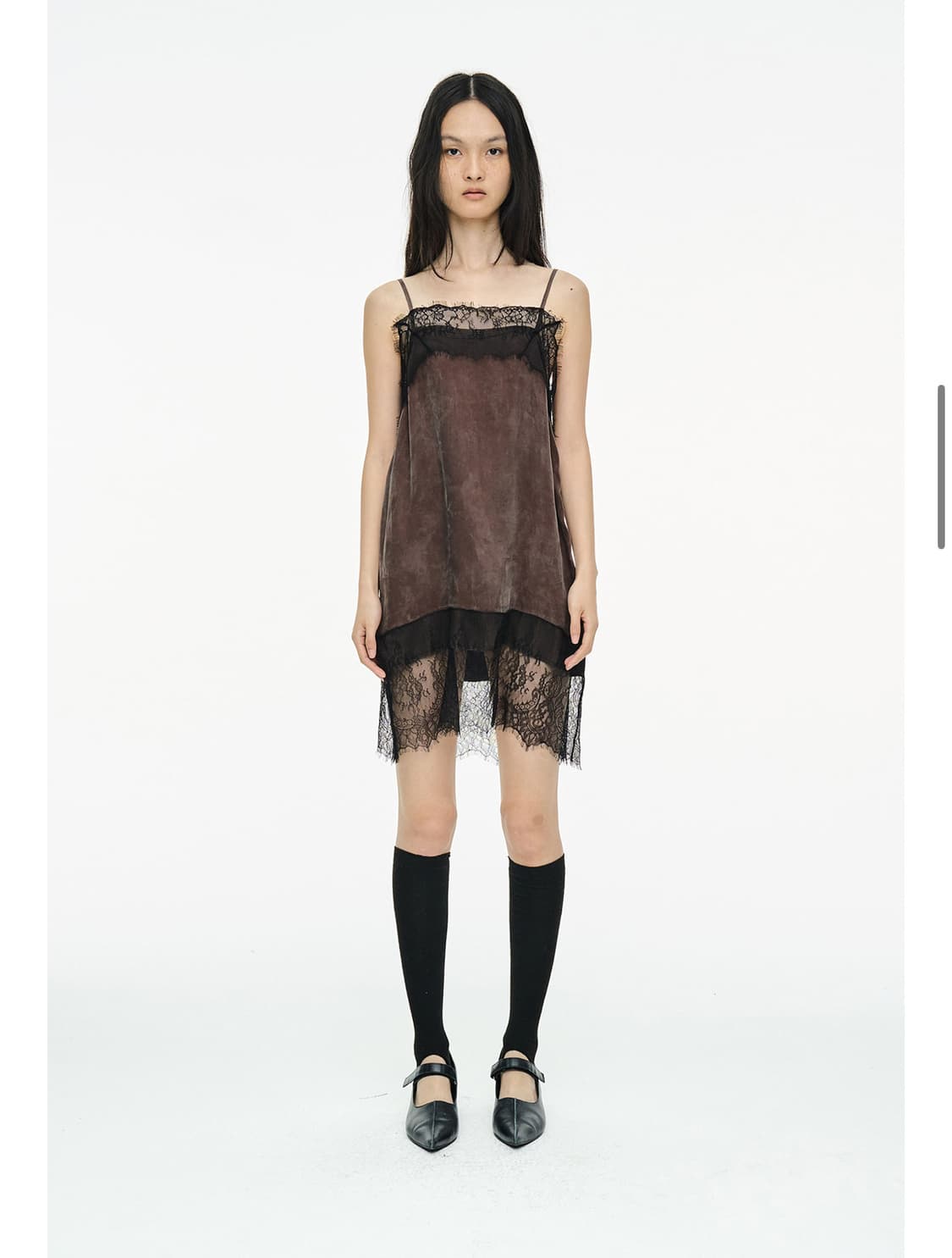 세릭 lace slip dress /brown 상품이미지2