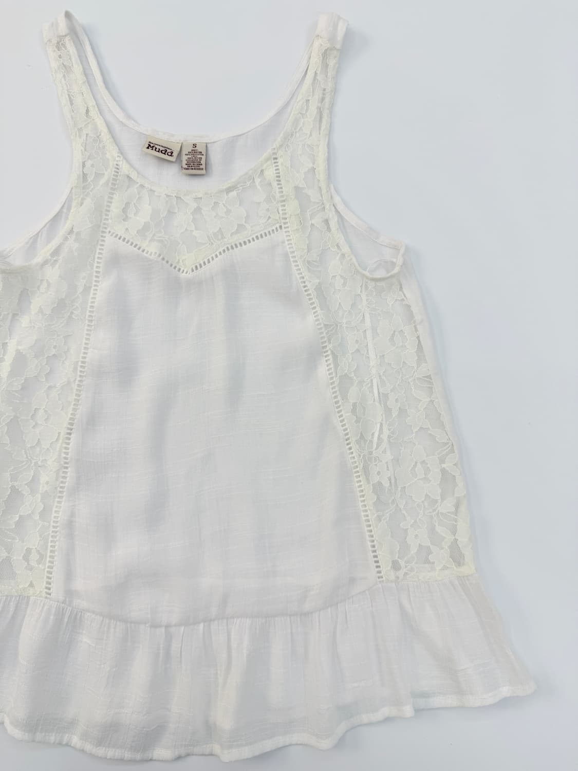 빈티지 Mudd 화이트 레이스 시스루 슬리브리스 상품이미지5