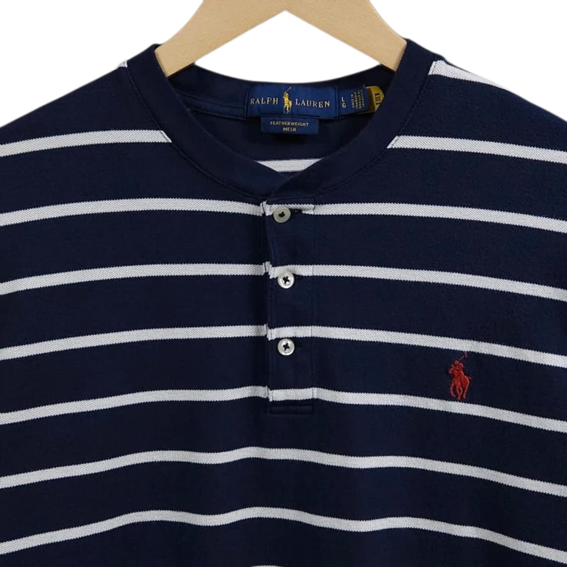105 POLO 폴로 랄프로렌 헨리넥 반팔 카라티 네이비 스트라이프 상품이미지3