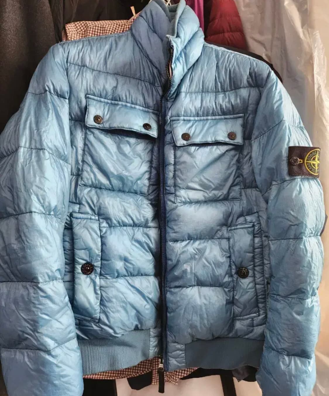 [정품] 스톤 아일랜드 메탈릭 패딩 자켓 라이트블루 S 상품이미지1