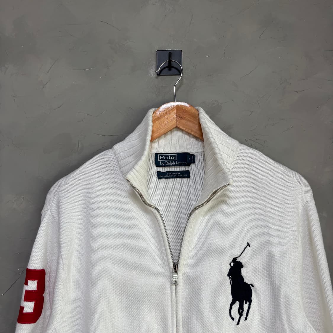 폴로 랄프로렌 빅포니 니트 집업 화이트 상품이미지2